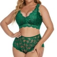 thumbnail image 3 of Gibobby Lencería sexy Lencería sexy de talla grande con cuello en V, cintura alta, encaje floral, sujetador cruzado y bragas, conjunto de 2 piezas sin aros(Verde 4XL), 3 of 5