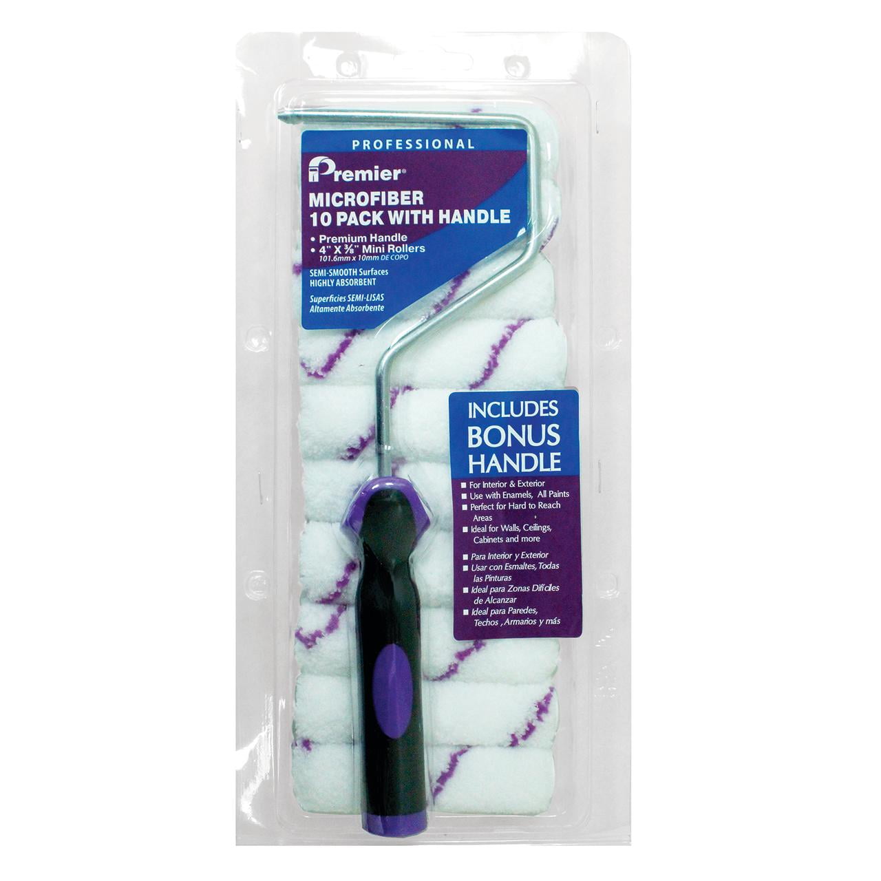 Premier Paint Roller Microfiber Mini-Roller W/ Handle - 10 Pack