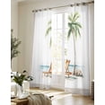 thumbnail image 5 of Beach Coastal Sheer Curtains 63 Inch Length 2 Panels Set for Living Room/Bedroom, Summer Nautical Ocean Palm Tree Seaside Kitchen Curtains Grommet Semi-Sheer Curtains Window Treatments 42"x63"x2, 5 of 7