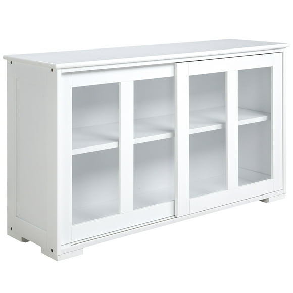 HOMCOM Kitchen Sideboard Stackable Storage Cabinet with Sliding Glass Door