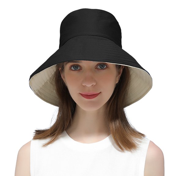 Women's Sun Hat, Black/Beige