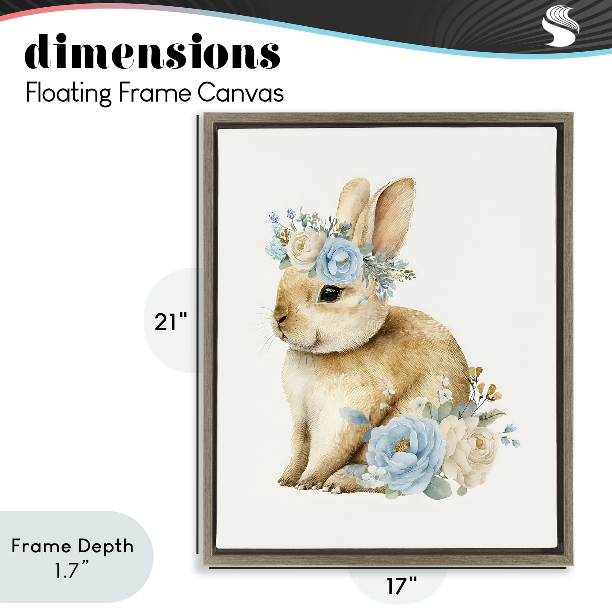 Stupell Industries Watercolor Nursery Bunny Brown Framed Floater Canvas Wall Art, design by LSR Design Studio