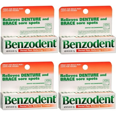 4 Pack Benzodent Denture Ointment - 0.25 Oz Each
