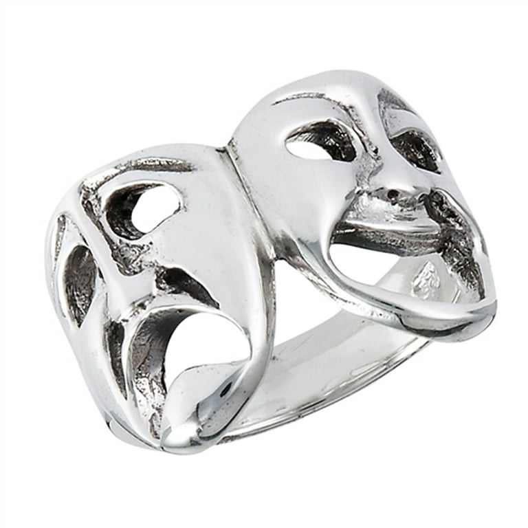 Happy sad deals smiley ring silver