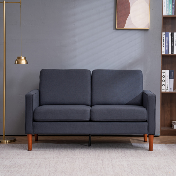 53" Upholstered Loveseat Sofa,Linen Fabric Small Couch for Living Room