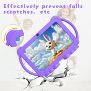 Bnegynng Kids Tablet, 7 Inch Android 12 Tablet for Kids, 4GB RAM, 32GB Storage Expandable to 1024GB, IPS Display, Dual Camera, Parental Control, Shockproof Silicone Case, Purple, Q8K