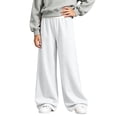 thumbnail image 6 of Falkdiz Loose Sweatpants for Girls Outdoor Wide Leg Pockets Open Bottom Relaxed fit Trendy Pantalones Solid Color Girls Pants , White , Size: 14-15 Years, 6 of 8