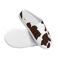 thumbnail image 3 of Rateoe Brown Cow Print Women's Men's Cotton Knit Slippers Lightweight Memory Foam Indoor House Shoes with Anti-Skid Sole-40/41, 3 of 7