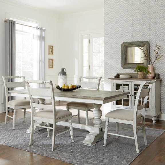 Liberty Furniture Industies, INC Whitney 5 Piece Trestle Table Set - Antique Linen w/ Weathered Gray
