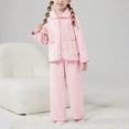 thumbnail image 4 of Cethrio Girls Fleece Pajama Sets, Button Down Collar Fall Winter Comfy Warm Girls' Sleepwear Pink Size 3-4 T, 4 of 6