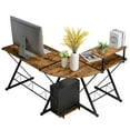 thumbnail image 1 of Giantex L-Shaped Computer Corner Desk, Multipurpose PC Workstation, Gaming Computer Desk for Home Office, Antique, 1 of 8