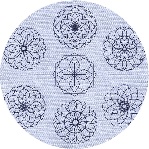 Ahgly Company Indoor Round Patterned Lavender Blue Area Rugs, 6' Round