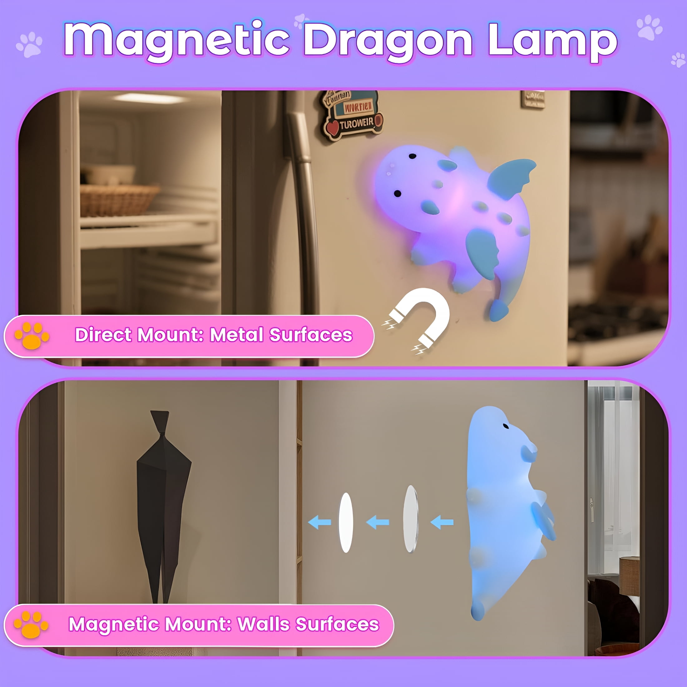 HIBIBUD 2026 New Milk Dragon Night Light for Kids,Cute Dinosaur Lamp Gifts for Boys and Girls,Dimmable Silicone Animal Magnetic Bedside Lamp,Rechargeable Night Light for Toddler Baby Nursery Decor