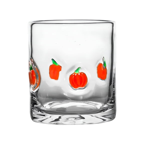 BPPEG Festive Christmas Pattern 14-Ounce Cocktail Glasses -Cocktail Glass Reusable Double Old Fashioned Cups for Holiday Parties and Home Bar,Orange