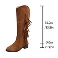 thumbnail image 4 of POROPL Mid Calf Boots for Women High Heel Tassel Shoes,Boots Size 4.5, 4 of 9