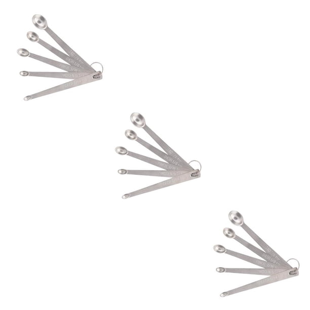 Paquete de 5 Cucharas medidoras de acero inoxidable Injueey con mango largo cabeza redondeada