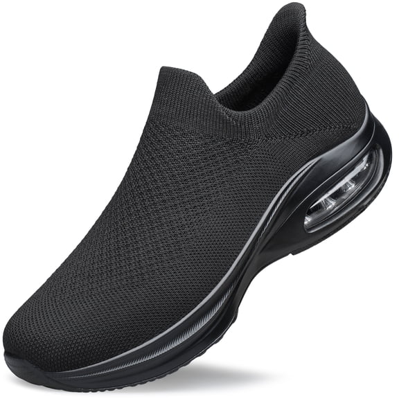 AMANSSE Men's Hands-Free Slip On Walking Shoes Non Slip Sock Sneakers Air Cushion Lightweight Comfortable Casual Tennis Workout Running Shoes All Black Size 7