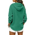 thumbnail image 4 of Women Waffle Knit Quarter Zip Hoodie Sevevn Drawstring Kangaroo Pocket Long Sleeve Loose Fit Casual Oversized Pullover Sweatshirt, 4 of 6