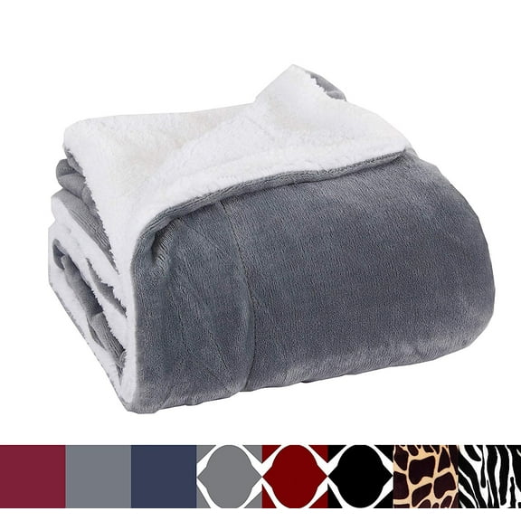 Micro-Sherpa 50" X 60" Ultra Plush Throw/Blanket (50 x 60) Solid Grey