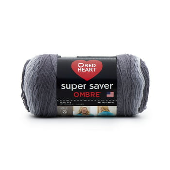 Red Heart Super Saver Ombre #4 Medium Acrylic Yarn, Anthracite 10oz/283g, 482 Yards