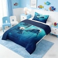 thumbnail image 2 of Manfei Underwater Manatee Twin Comforter Sets for Kids Boys and Girls, Ocean Animal Bedding Set, Navy Reversible 2 Pieces, 1 Comforter and 1 Pillowcase, 2 of 6