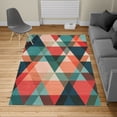 thumbnail image 2 of Geometric Turkish Area Rug, Abstract Geometric Pattern Vintage Inspired Retro Colors Old Style Graphic Art, Carpet for Living Room Decor with Distressed Look, 6.6' X 9.6', Dark Coral, by Ambesonne, 2 of 4