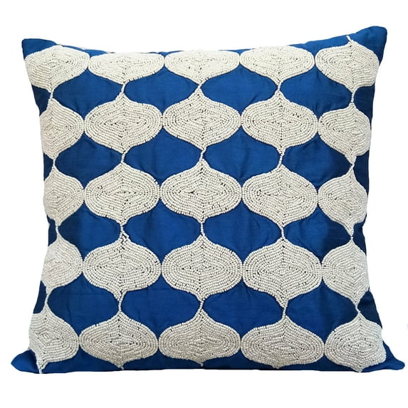 Pillow Case Covers, Pillowcases, Pillow Covers 24x24 inch (60x60 cm) Blue, Silk Throw Pillow Covers, Handmade Pillow Covers, Contemporary, Art Deco - Royal Blue Tops
