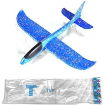 Airplane Toys, 19" Large Throwing Foam Plane, 2 Flight Mode, Foam Gliders, Flying Aircraft, Birthday Gift for Kids 3  Year Old Kids,Outdoor Sport Game Toys, Party Favors [Blue]