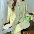 thumbnail image 3 of Conjunto de pijamas de lana de Coral grueso para mujer, ropa de dormir de terciopelo de invierno, traje de Casa esponjoso, ropa de noche cálida coreana, nuevo, 2 piezas, 3 of 5