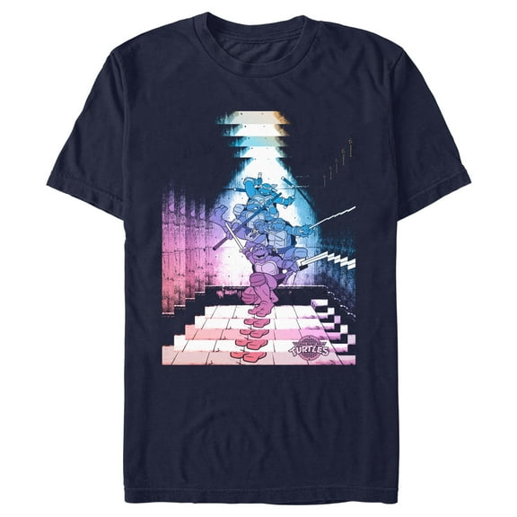 Men's Teenage Mutant Ninja Turtles Infinite Zoom Poster  Graphic Tee Navy Blue Small