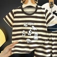 thumbnail image 3 of Ulanda Kids Toddler Boy Clothes Outfits Bear Print Tee + Plaid Shorts 2 Pieces Summer Shorts Set (Black, 6-12 Months), 3 of 4
