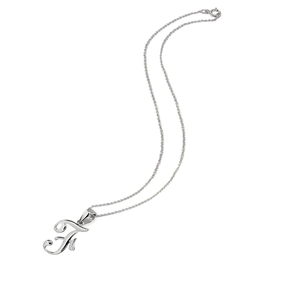 F Letter Initial Alphabet Name Personalized 925 Sterling Silver Pendant Necklace