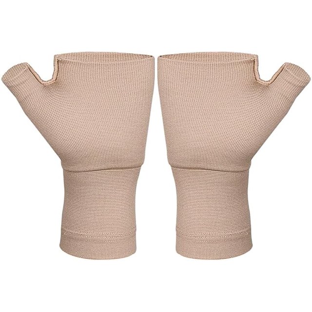 EXCEART Gants à Support Ajustable Manche de Main Gant pour Canal Carpien Arthrite pour Hommes Femmes Taille P Mitaines Sans Doigts Kaki