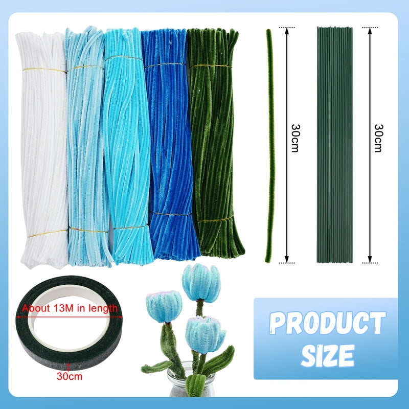 500 Pieces Pipe Cleaners Chenille Stems for Flower Craft Supplies Bulk Fluffy Fuzzy Sticks