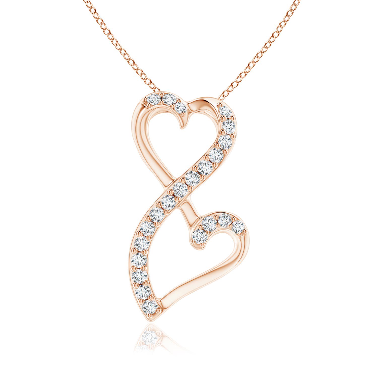 ANGARA Natural Diamond Double Heart Infinity Pendant in 14K Rose Gold for Women (Size-1mm| Color-G| Clarity-VS2) | April Birthstone, Anniversary, Jewelry Gift for Women | Natural Diamond Necklace