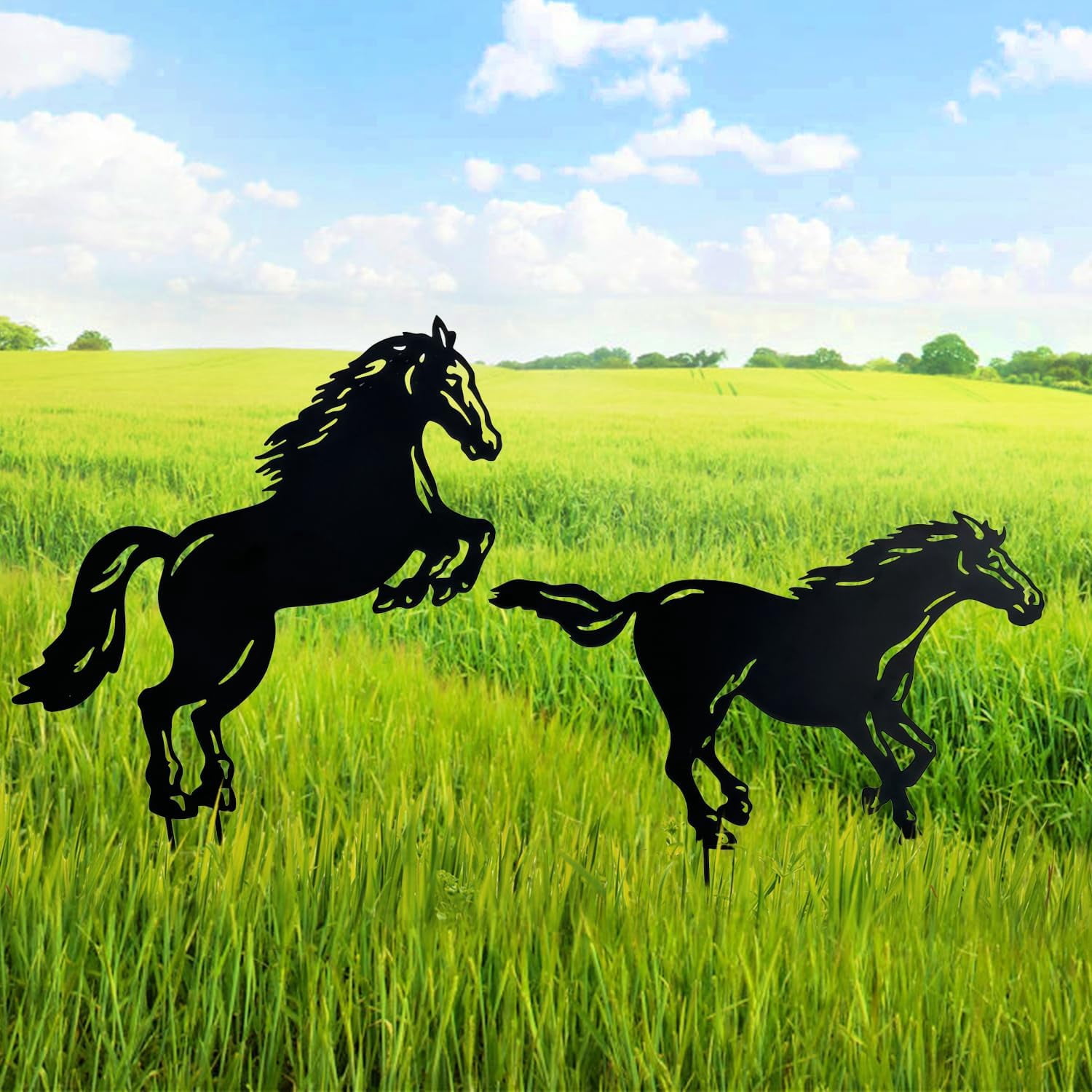 Horse Metal Decorative Garden Stakes Horse Gifts for Women/Men Horse Lovers Gifts Silhouette Statues for Yard Art, Outside, Patio, Outdoor Decor, Garden Decorations, Lawn Ornaments