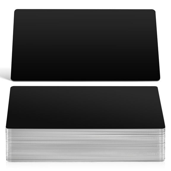 BESTOYARD 50Pcs Black Metal Business Cards for Engraving Professional Stylish Name Card Blanks for Office Use