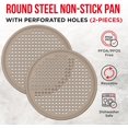 thumbnail image 4 of Non-Stick Pizza Pan 2 Pack, 13 Inch Round Carbon Steel Pizza Tray with Perforated Holes for Crispy Crust, PFOAPFOSPTFE Free, Dishwasher & Oven Safe Up To 450°F, Nonstick White Marble Coating, 4 of 4