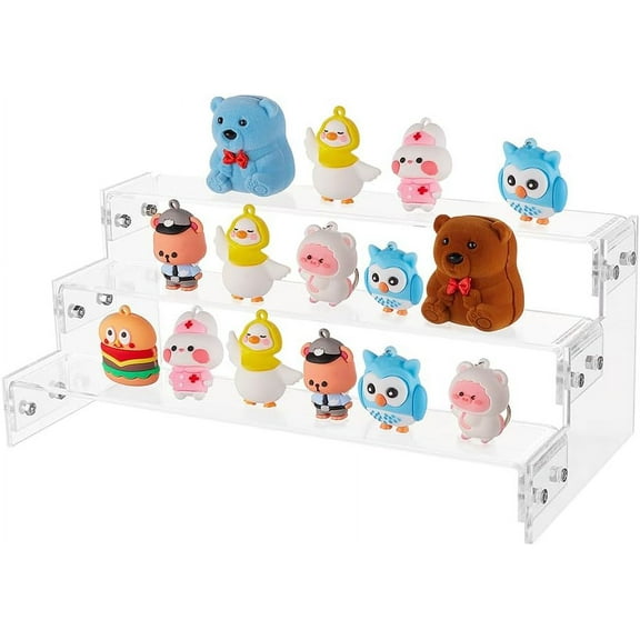 3 Tiers Acrylic Risers Display Shelf Clear Display Risers Stand Perfume Organizer Display Riser Figures Display Stand Transparent Stepped Risers for Perfume Dessert Cupcake Display DIY
