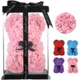 thumbnail image 1 of Oso de peluche rosa, oso de flores, flor eterna para escaparate, cumpleaños, Navidad, regalo del día de San Valentín (rosa claro), 1 of 5