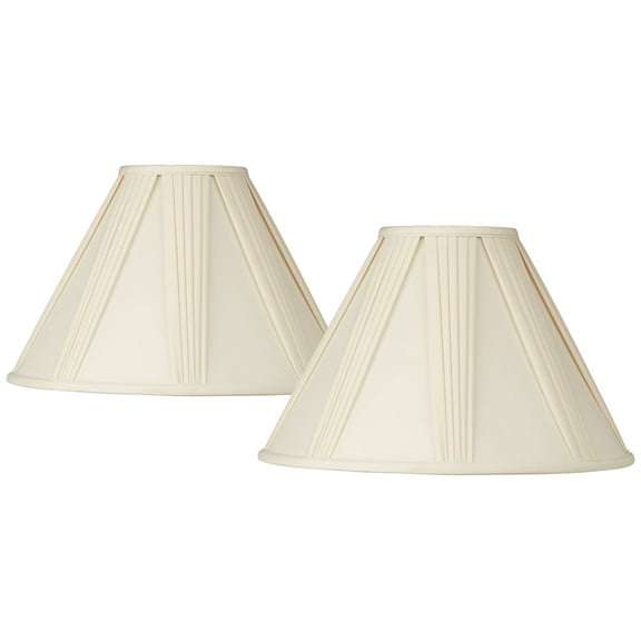 Springcrest Collection Set of 2 Lamp Shades Ivory French Drape Large 6" Top x 17" Bottom x 12" High Spider Harp and Finial Fitting