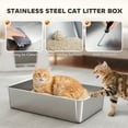 thumbnail image 4 of Stainless Steel Enclosed Cat Litter Box 23.7" 3-in-1 Open Semi-Enclosed Fully Enclosed XL Large for Multi-Cat Odor Control Anti-Splash with Filter Step Scoop Deodorizer Slot Double Door Ventilation, 4 of 7