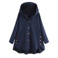 thumbnail image 1 of WEIYLL Fall Jackets for Women 2025 Plus Size Button Pockets High Low Long Sleeve Hooded Blue Fall Tops Size 6XL, 1 of 6