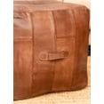 thumbnail image 5 of Handmade Eco-Friendly Geometric Leather Pouf Brown Color Square 18" x 18" x 18" Buffalo Leather Pouf For Living Room, Bedroom Seating, Patio WABBBACPF25SC04C, 5 of 6