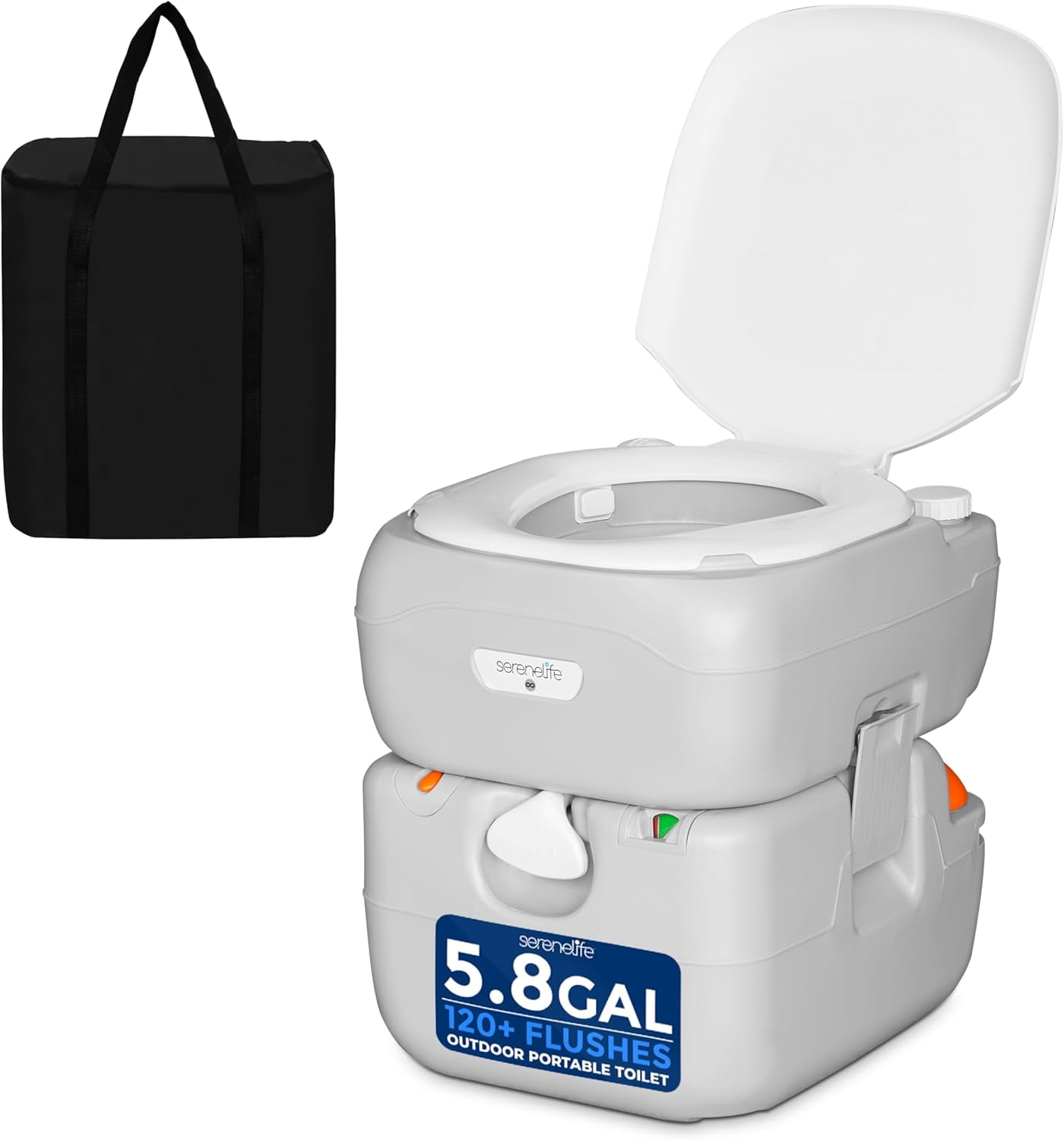 Toilette Portable Dometic 976 - 18 Litres - Siège Adulte, Chasse Pressurisée, Couvercle Verrouillable - Pour Camping, Camping-car, Bateau