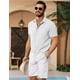 thumbnail image 2 of Camisa casual LETSEE de lino de manga corta para hombre, color blanco, 2 of 6
