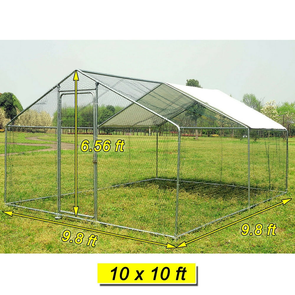 Chicken Run 10x10 FT Walk in Coop for Poultry Dog Rabbit Hen Cage Pen