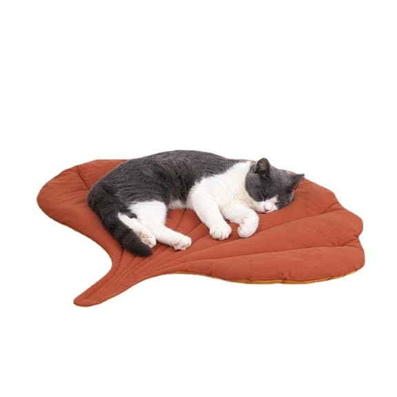 ZDM Cat Mattress Leaf Shape Cat Nest Cat and Dog Double-Sided Available Floor Mat Cover Pad Warm and Comfortable Cartoon Cat Bed Indoor Warm Accessories (Ginkgo Leaves)