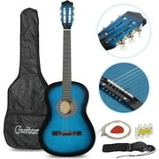 Bilot 38" Kids Acoustic Guitar Bundle Kit for Starter Beginner Music Lovers, 6-String Folk Guitar with Gig Bag, Extra Set Steel Strings, Strap, Pitch Pipe and Pick (Blue)