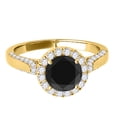 thumbnail image 2 of Aonejewelry 1.25 Ct. Halo Black Diamond Engagement Ring Crafted In 14k Solid Yellow Gold (Black , I2-I3), 2 of 4